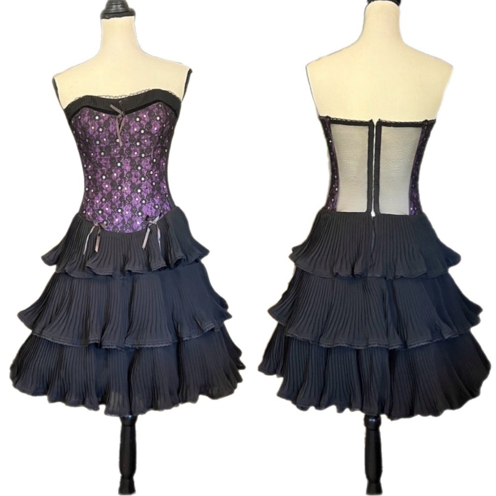 ✨6HR SALE✨Vintage Betsey Johnson Sheer Mesh Lace Corset Goth Fairy Cupcake Dress